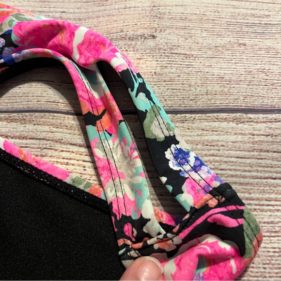 Pink Floral Bikini Brief Bottoms with Cut Outs on Hip, Size Juniors L 11-13 - Picture 5 of 5